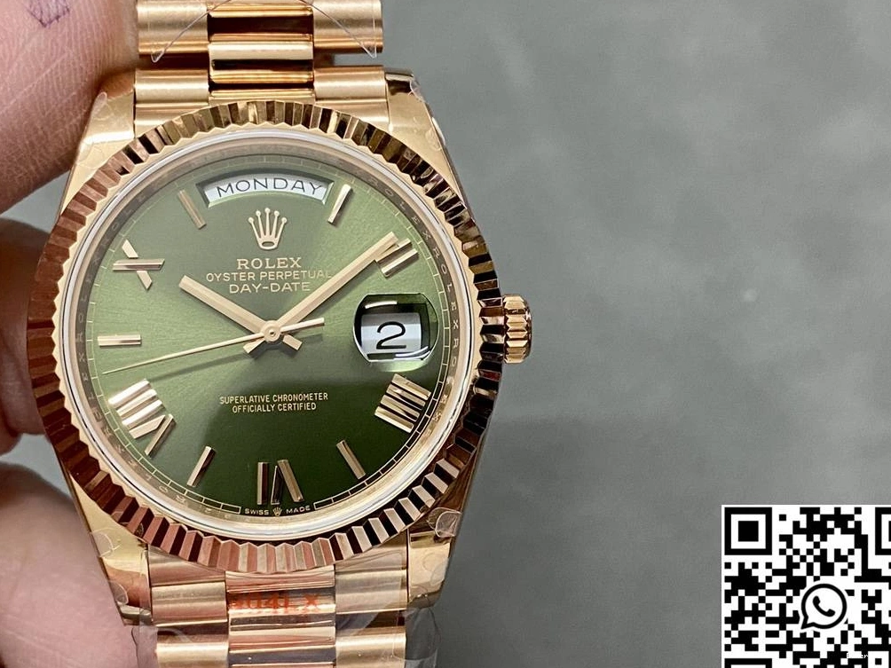 1006 Day v5 M228235-0025 Green Factory Tungsten Rose Rolex Date Functional QF Steel Dial Gold 0716